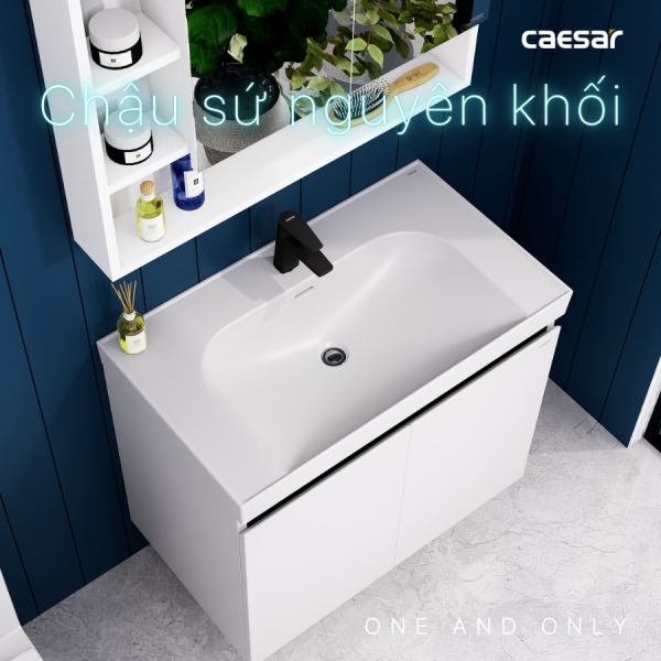 Ảnh công trình thực tế Tủ lavabo Caesar LF5358/EH15358CRV 80cm màu trắng hộc phải