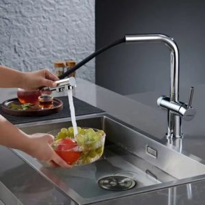 Ảnh công trình thực tế Vòi rửa chén dây rút 3 đường nước NOBIBOX MIRA NX333