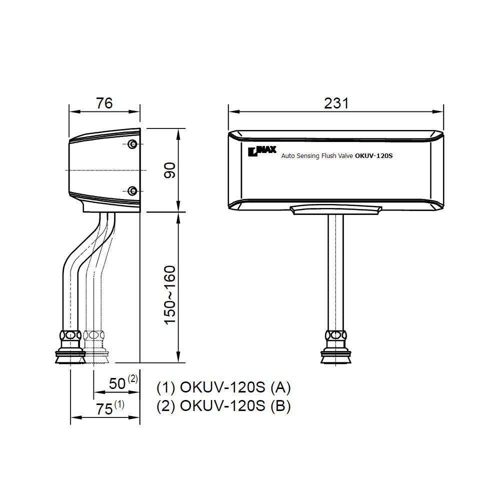 Alternative view of Van Xả Tiểu Cảm Ứng INAX OKUV-120S(B) Dùng Pin