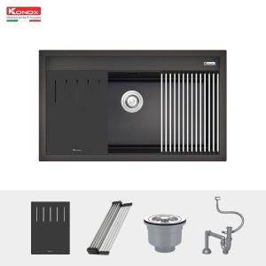 Ảnh công trình thực tế Chậu rửa bát đá Konox Granite Sink Terra 860S Black