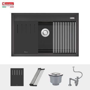 Ảnh công trình thực tế Chậu rửa bát đá Konox Granite Sink Terra 790S Black
