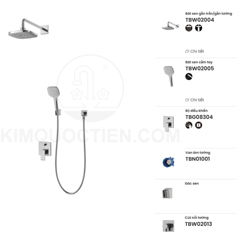 Sen tắm âm tường TOTO TBG08304VA/TBN01001B/TBW02004A/TBW02005V/TBW02013B nóng lạnh
