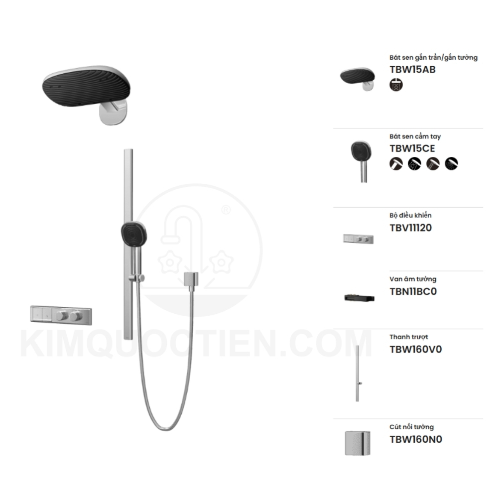 Sen tắm âm tường TOTO TBV11120A/TBN11BC0A/TBW15AB0A/TBW15CE0A/TBW160N0A/TBW160V0A điều chỉnh nhiệt độ