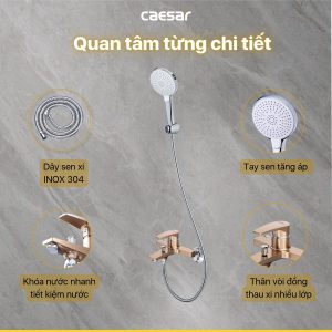 Ảnh công trình thực tế Sen tắm Caesar nóng lạnh S393CG