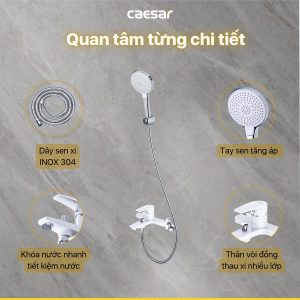 Ảnh công trình thực tế Sen tắm Caesar nóng lạnh S393CW
