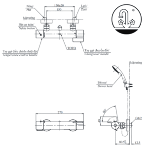 Ảnh công trình thực tế Sen Tắm TOTO TBV03427V/TBW03002B Nhiệt Độ