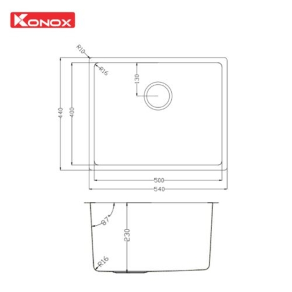 Ảnh công trình thực tế Chậu rửa bát Konox phong cách Nhật bề mặt mịn Tari 500SM