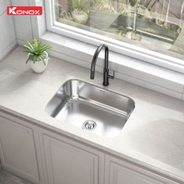 Ảnh công trình thực tế Chậu rửa bát Konox phong cách Nhật bề mặt mịn Tari 5744SM