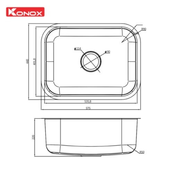 Ảnh công trình thực tế Chậu rửa bát Konox phong cách Nhật bề mặt mịn Tari 5744SM