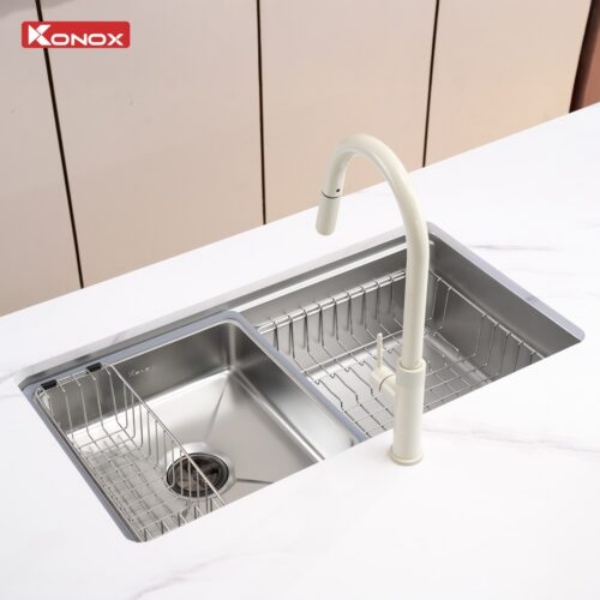 Ảnh công trình thực tế Chậu rửa bát Konox phong cách Nhật bề mặt mịn Tari 780SM
