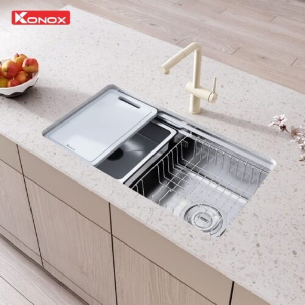 Ảnh công trình thực tế Chậu rửa bát Konox phong cách Nhật bề mặt mịn Tari 780SM