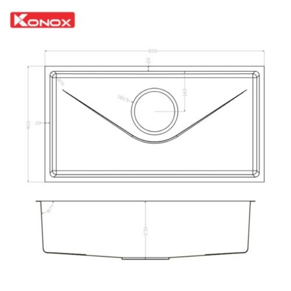 Ảnh công trình thực tế Chậu rửa bát Konox phong cách Nhật bề mặt mịn Tari 800SM