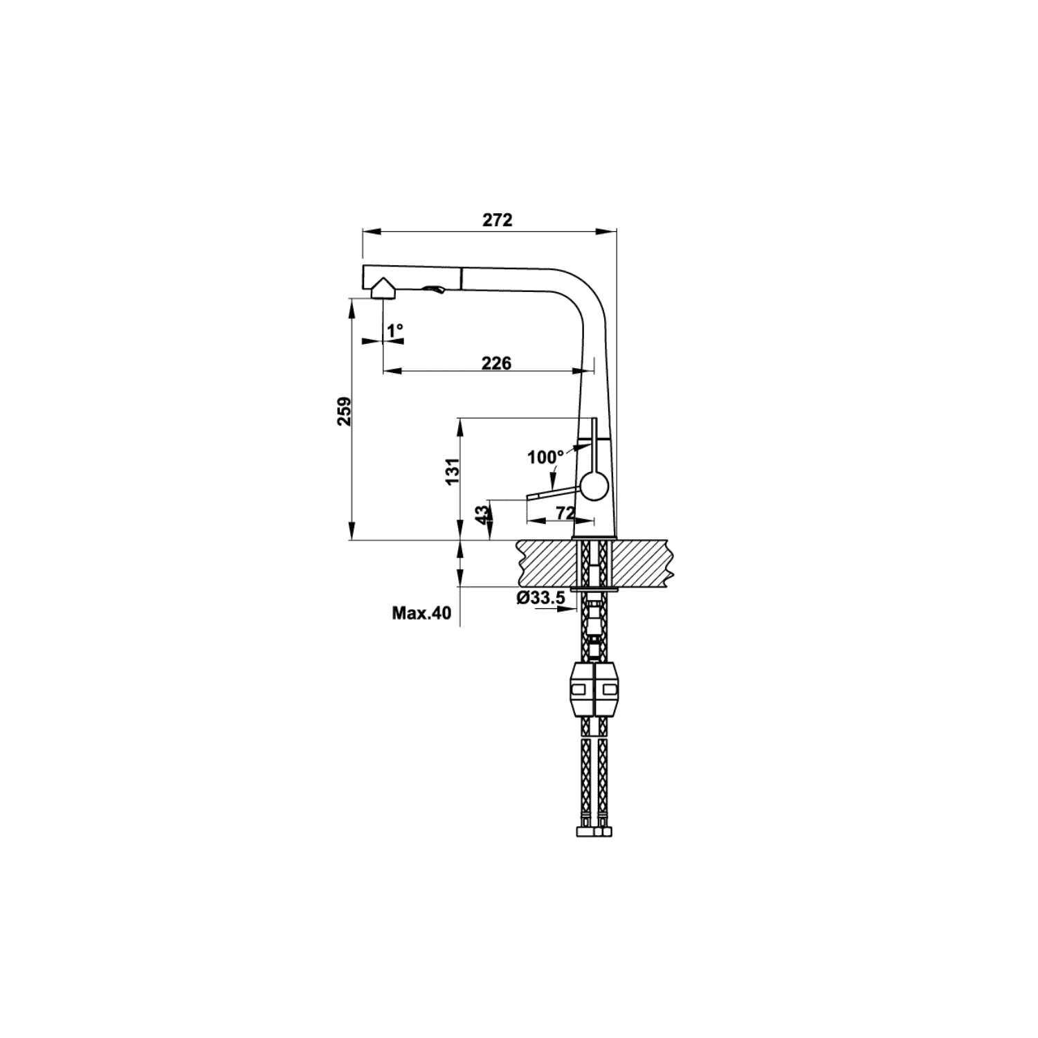 Alternative view of Vòi Rửa Chén HAFELE HYDROS HT-C295 570.82.400 Nóng Lạnh Có Dây Rút