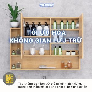 Ảnh công trình thực tế Tủ gương Caesar EM01100W7V màu vân gỗ 100cm