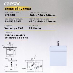 Ảnh công trình thực tế Tủ lavabo Caesar EH05380AV
