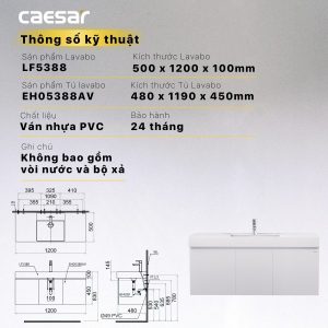 Ảnh công trình thực tế Tủ lavabo Caesar EH05388AV