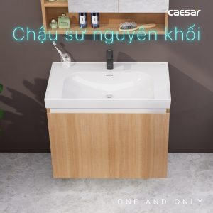 Ảnh công trình thực tế Tủ lavabo Caesar LF5358/EH15358CRW7V 80cm màu vân gỗ hộc phải