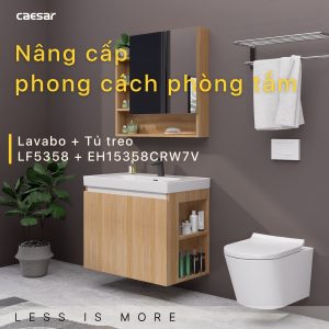 Ảnh công trình thực tế Tủ lavabo Caesar LF5358/EH15358CRW7V 80cm màu vân gỗ hộc phải