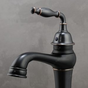 Ảnh công trình thực tế Vòi Lavabo Kanly Cổ Cao GCA14B Bằng Đồng Cổ Điển Màu Đen