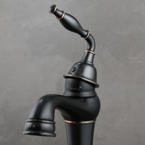 Ảnh công trình thực tế Vòi Lavabo Kanly Cổ Cao GCA14B Bằng Đồng Cổ Điển Màu Đen