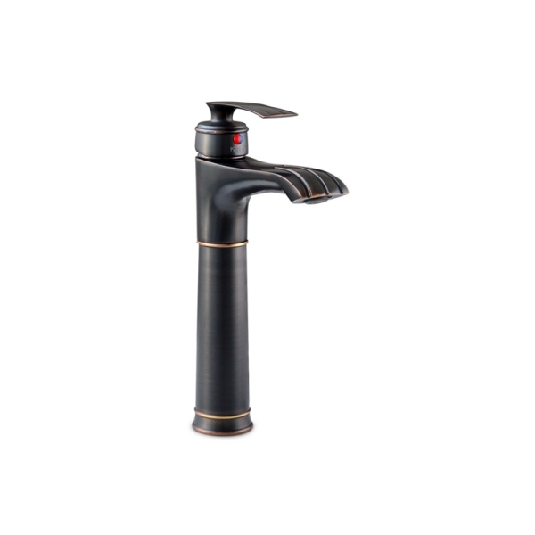 Vòi Lavabo Kanly GCA41B Nóng Lạnh Cổ Cao Bằng Đồng Màu Đen