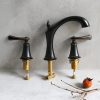 Vòi Lavabo Kanly GCB02B Nóng Lạnh 3 Lỗ Bằng Đồng Màu Đen - ảnh 3