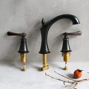 Ảnh công trình thực tế Vòi Lavabo Kanly GCB02B Nóng Lạnh 3 Lỗ Bằng Đồng Màu Đen