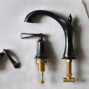 Ảnh công trình thực tế Vòi Lavabo Kanly GCB02B Nóng Lạnh 3 Lỗ Bằng Đồng Màu Đen