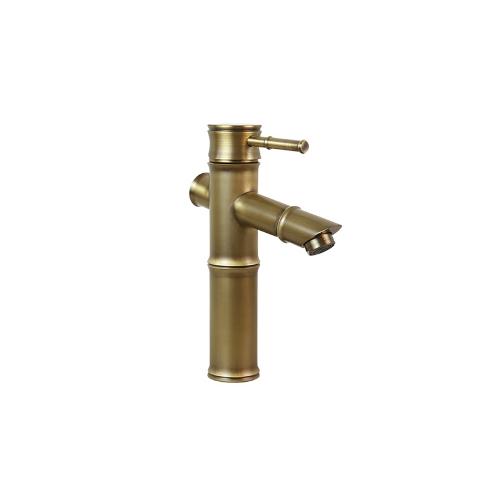 Vòi Lavabo Kanly GCV02 Nóng Lạnh Bằng Đồng Hình Ống Tre