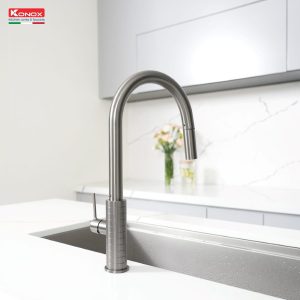 Ảnh công trình thực tế Vòi rửa bát dây rút Konox Venice Gun Metal