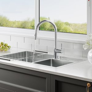 Ảnh công trình thực tế Vòi rửa bát dây rút KONOX Alto Smart Chrome