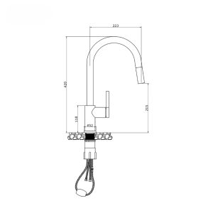 Ảnh công trình thực tế Vòi rửa bát dây rút KONOX Alto Smart Chrome