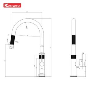 Ảnh công trình thực tế Vòi rửa bát dây rút Konox Lasi Gun Metal