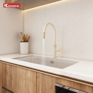 Ảnh công trình thực tế Vòi rửa bát dây rút Konox Lasi Nude