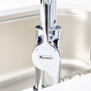 Ảnh công trình thực tế Vòi rửa bát dây rút KONOX Lumo Smart Chrome