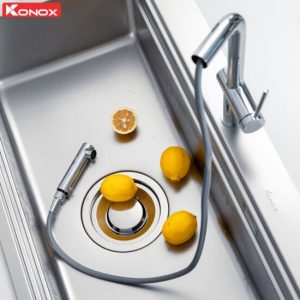 Ảnh công trình thực tế Vòi rửa bát dây rút Konox Stream Smart Chrome