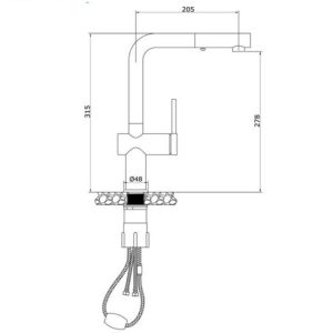 Ảnh công trình thực tế Vòi rửa bát dây rút Konox Stream Smart Chrome