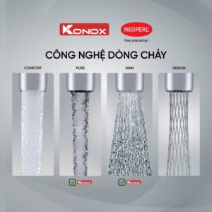 Ảnh công trình thực tế Vòi rửa bát dây rút Konox Stream Smart Nude