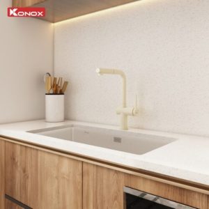 Ảnh công trình thực tế Vòi rửa bát dây rút Konox Stream Smart Nude