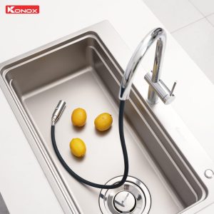 Ảnh công trình thực tế Vòi rửa bát dây rút Konox Comfor Chrome