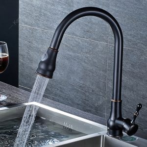 Ảnh công trình thực tế Vòi Rửa Bát Kanly GCC09B Rút Dây Nóng Lạnh Màu Đen