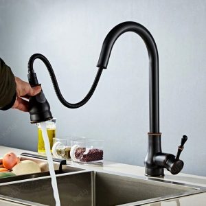 Ảnh công trình thực tế Vòi Rửa Bát Kanly GCC09B Rút Dây Nóng Lạnh Màu Đen