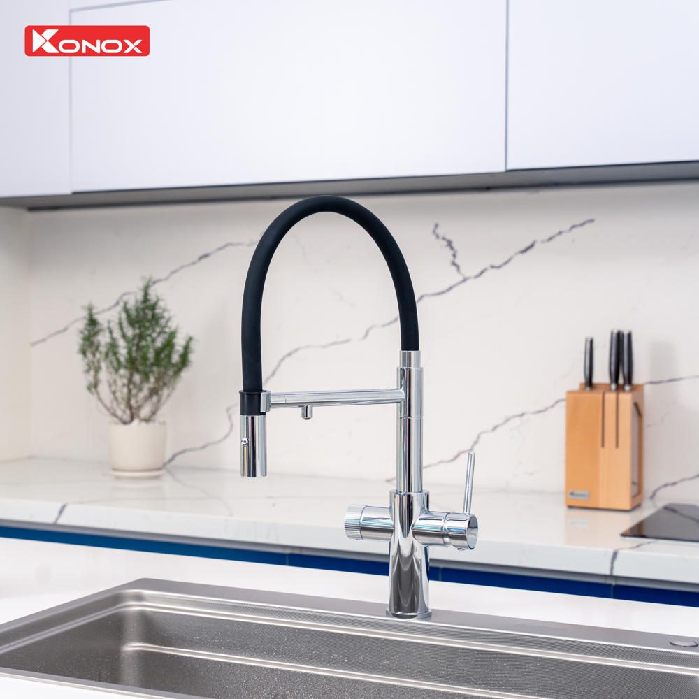 Alternative view of Vòi rửa bát thân mềm 3 đường nước Konox Combi Chrome