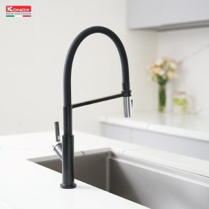 Ảnh công trình thực tế Vòi rửa bát thân mềm Konox Tema Black