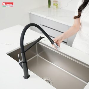 Ảnh công trình thực tế Vòi rửa bát thân mềm Konox Tema Black