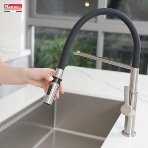 Ảnh công trình thực tế Vòi rửa bát thân mềm Konox Tema Nickel