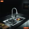 Vòi Rửa Chén GARIS MF12P Dây Rút Nóng Lạnh Đồng Mạ Chrome Bóng