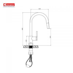 Ảnh công trình thực tế Vòi Rửa Chén KONOX Alto Black Dây Rút