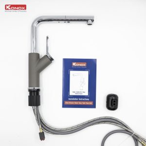 Ảnh công trình thực tế Vòi Rửa Chén KONOX Artan Grey Dây Rút