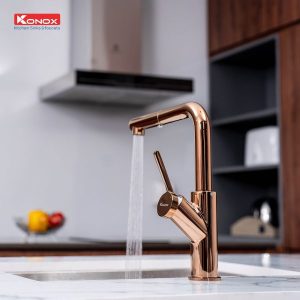 Ảnh công trình thực tế Vòi Rửa Chén KONOX Artan Rose Gold Dây Rút